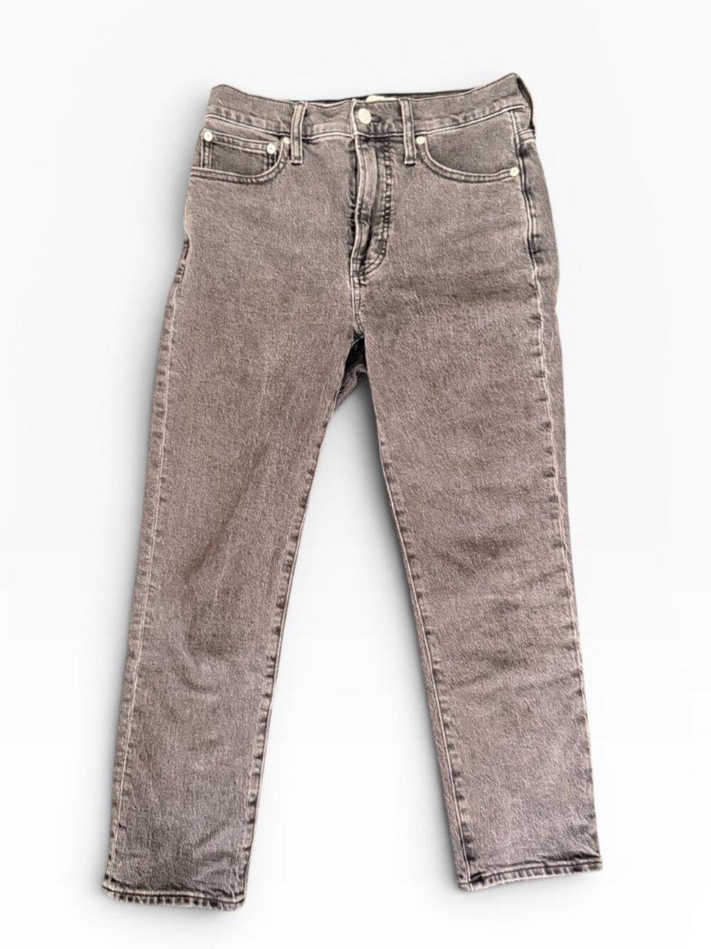 Madewell Washed Black Denim Crop Jeans- High Rise- Straight Leg- 25P